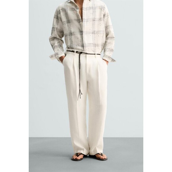 Zara Mens Pants Trousers EU 42 US 32 Ecru Linen Limited Ed Relaxed 4646/083 NWoT